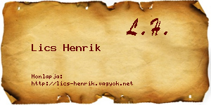 Lics Henrik névjegykártya